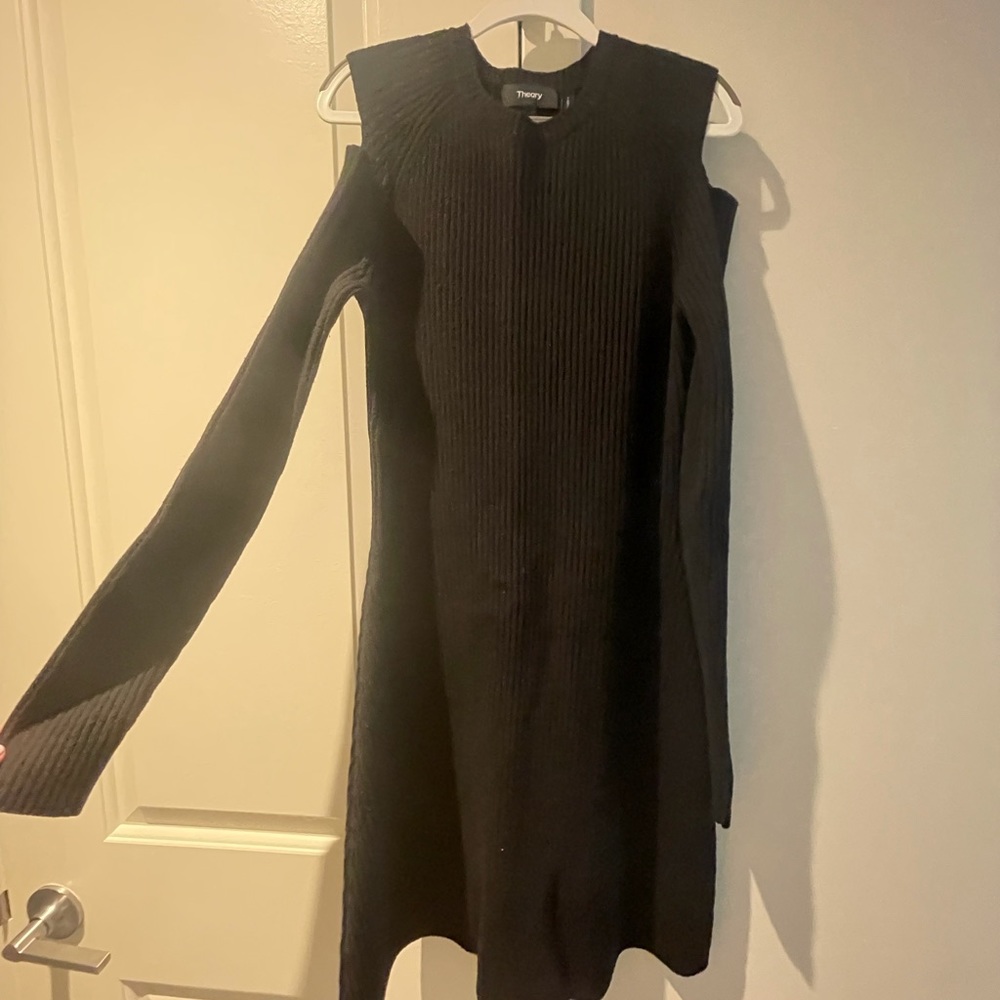 Theory Black Cold Shoulder Sweater